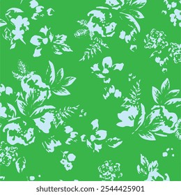 Hermoso patrón floral de Vector sin fisuras con flores de verano suaves dibujadas a mano. Ilustración de stock. Obra de arte natural.