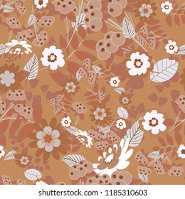 Beautiful vector seamless flower pattern in stained-glass window style (gray, yellow and brown colors). You can use it for invitations, postcards, cards, wallpapers and so on.