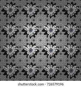 Beautiful vector seamless flower pattern in stained-glass window style (gray, black, white colors). You can use it for invitations, notebook covers, phone cases, postcards, cards, wallpapers and so on