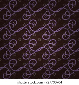 Beautiful vector seamless flower pattern in stained-glass window style (violet, purple and brown colors). You can use it for invitations, decor, ceramics, postcards, cards, wallpapers and so on.