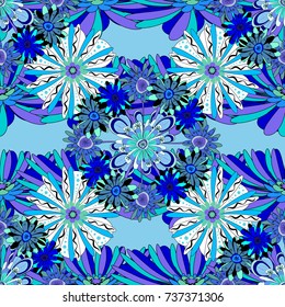 Beautiful vector seamless flower pattern in stained-glass window style (black, violet and blue colors). You can use it for invitations, postcards, cards, wallpapers and so on.