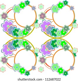 Beautiful vector seamless pattern with abstract flowers and daisy