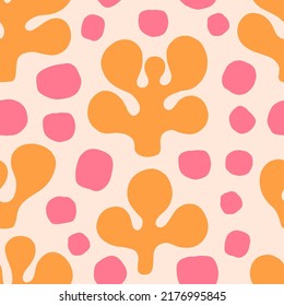 Beautiful vector seamless pattern with abstract organic shapes. Cute background in naive style