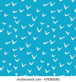 Beautiful vector seamless pattern. Abstract white figures on a blue background. Ornament can be used in the design of clothing, bags, tissues, packaging and wrapping paper