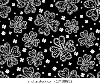 Beautiful vector seamless pattern with clover leaves - symbol of the St. Patrick's day