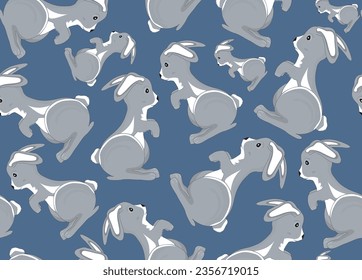 Beautiful vector seamless pattern with cute hand drawn bunnies. You can use any color of background