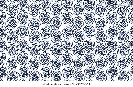 Beautiful vector seamless pattern with hand drawn flower shapes. Linear botanical drawing