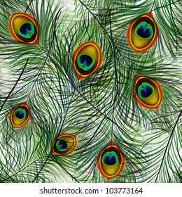 Beautiful vector seamless pattern with peacock feathers. EPS 10