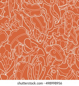 Beautiful vector seamless pattern with peas in a pod (vegetables). Ideal for printing, fabric design, wallpaper, packing, pattern fills, background of web page, surface textures.
