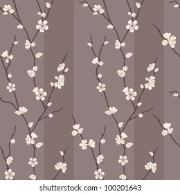 Beautiful vector seamless pattern with sakura branches