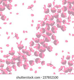 Beautiful vector seamless pattern with sakura flowers