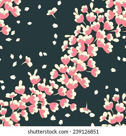 Beautiful vector seamless pattern with sakura flowers