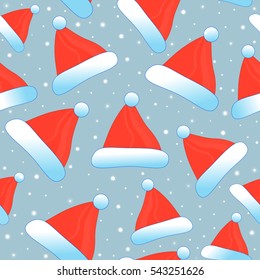 Beautiful vector seamless pattern with Santa's hats