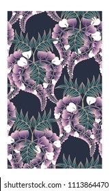 Beautiful vector seamless pattern, Wild orchids flower. Vector unique seamless asian texture.For printing on packaging, textiles, paper, manufacturing, wallpapers, scrapbooking.