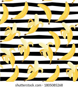 Hermosa textura vectorial sin fisuras en bananas. Para imprimir, para papel pintado, páginas web de fondo, texturas superficiales, textiles. EPS