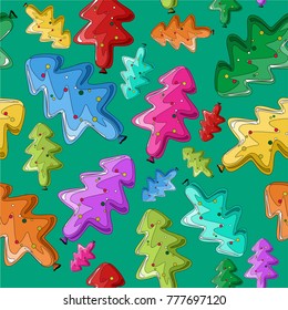 beautiful vector seamless winter pattern with different colors Christmas tree shape of balloons. great for Christmas wrapping paper, gift box packaging, new year event invitation card and other prints