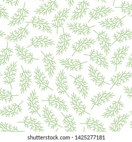 Beautiful vector seamlessgreen leaves pattern on white background