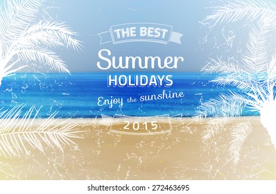 Beautiful vector seashore background in retro style. Ideal for postcards, posters, prints etc.