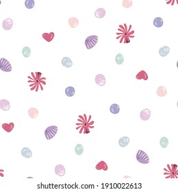 Beautiful vector seaweed, coral, shells, stones, underwater world seamless pattern
