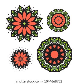 Beautiful vector set circular ornament in ethnic style mandala. Can be used to print on the phone, to create a poster, tattoo, yoga Mat.