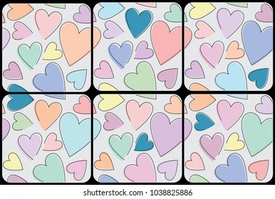 beautiful vector set of coaster design with colorful hearts. simple to compose colors and make pattern with it. great gift for wife, husband, boyfriend, girlfriend etc. nice for cafe, pub or house.