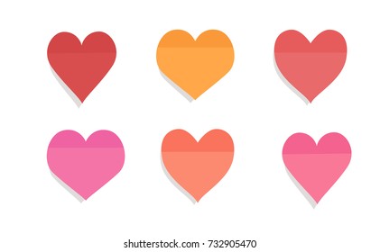 A beautiful vector set of six sticky hearth notes. Each one is isolated so you can use just one of them if you want.