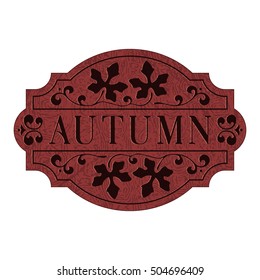Beautiful vector signboard decorated by leaves of pumpkin. Autumn theme