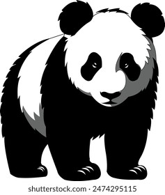 A beautiful vector silhouette image of a Panda Bear