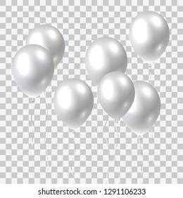Beautiful vector silver realistic flying party balloons.