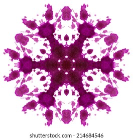 Beautiful vector snowflake made by traced watercolor splatter.