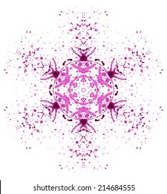 Beautiful vector snowflake made by traced watercolor splatter.