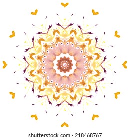 Beautiful vector snowflake made by traced watercolor splatter.