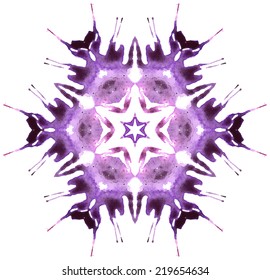 Beautiful vector snowflake made by traced watercolor splatter.