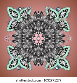 Beautiful vector snowflakes isolated on a colorful background. Falling Christmas stylized snowflakes. Illustration. Snowflakes, snowfall.