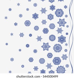 Beautiful vector snowflakes isolated on neutral background. Illustration. Falling Christmas stylized snowflakes. Snowflakes, snowfall.