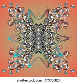 Beautiful vector snowflakes isolated on colorful background. Illustration. Snowflakes, snowfall. Falling Christmas stylized snowflakes.