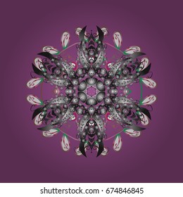 Beautiful vector snowflakes isolated on a colorful background. Illustration. Falling Christmas stylized snowflakes.