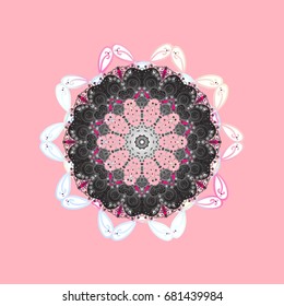 Beautiful vector snowflakes isolated on a colorful background. Falling Christmas stylized snowflakes with copy space (place for your text). Illustration. Snowflakes, snowfall.