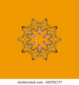 Beautiful vector snowflakes isolated on a colorful background. Snowflakes, snowfall. Falling Christmas stylized snowflakes. Illustration.