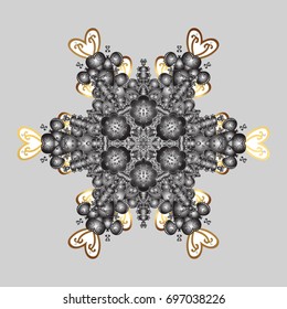 Beautiful vector snowflakes isolated on a colorful background. Snowflakes, snowfall. Falling Christmas stylized snowflakes. Illustration.