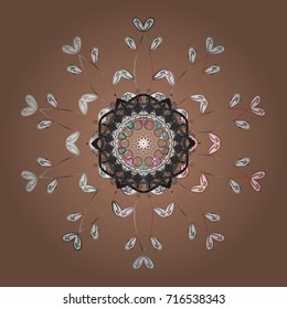 Beautiful vector snowflakes isolated on a colorful background. Falling Christmas stylized snowflakes. Illustration. Snowflakes, snowfall.
