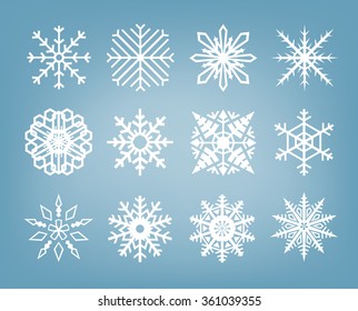 Beautiful vector snowflakes set winter series