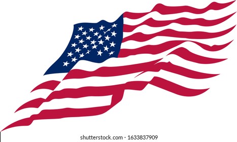 Beautiful vector star striped abstract USA flag waving on a white background