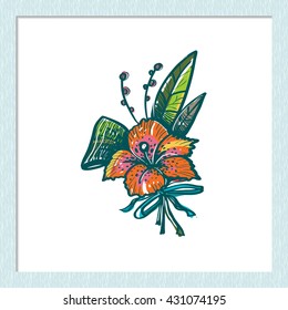 Beautiful vector summer beach symbol: hibiscus flower. Isolated sea summer exotic beach wedding party decorative hibiscus flower. Isolated element on white background.