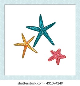 Beautiful vector summer beach symbol: starfish. Isolated sea summer exotic beach wedding party decorative starfish. Isolated element on white background.