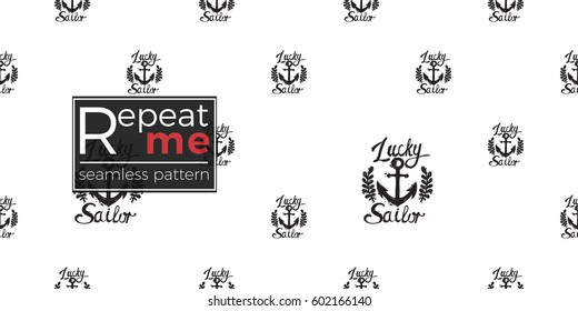 Beautiful vector summer ocean fashion sketch. Hand drawn graphic lucky anchor. Artistic cartoon sea baby seamless pattern in retro style. Isolated elements on white background.