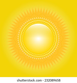 Beautiful vector sun with patterns on an orange background. EPS 10