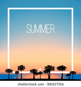 Beautiful vector sunrise. Sea background.