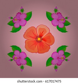 Beautiful vector texture. Seamless pattern with cute cosmos flowers on a pink background. Spring vintage floral background.