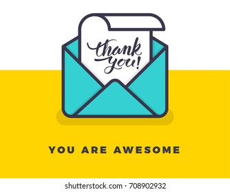 Beautiful Vector Thank You Card. Modern Thank You brush calligraphy. Handwritten lettering. eps 10